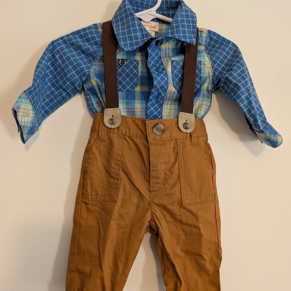 Cat & Jack Brown Overalls Matching Set